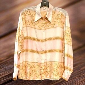 LE GARAGE France Vintage Silk Button Down Women's Shirt Blouse EU2-US Sm/Med